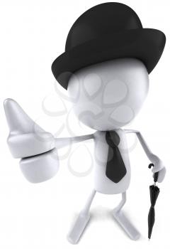 Royalty Free Clipart Image of a Faceless Person in a Bowler