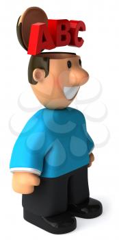 Royalty Free Clipart Image of a Man With ABC on His Open Head