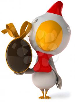 Royalty Free Clipart Image of a Chicken With a Chocolate Egg