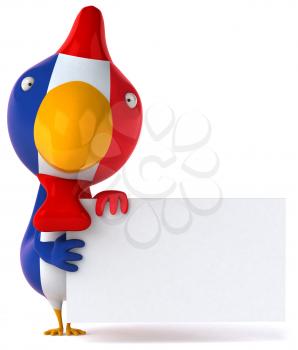 Royalty Free Clipart Image of a French Bird With a Sign