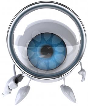 Royalty Free Clipart Image of an Eyeball With a Magnifying Glass