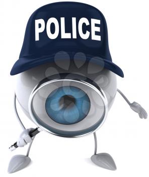 Royalty Free Clipart Image of a Police Eyeball With a Magnifying Glass