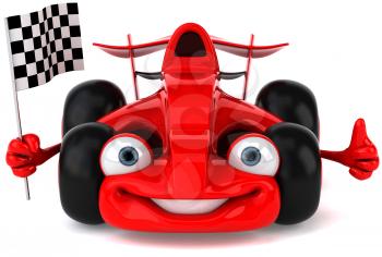 Royalty Free Clipart Image of a Sporty Car With a Checkered Flag
