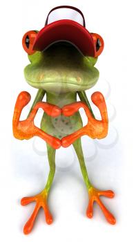 Royalty Free Clipart Image of a Frog in a Cap