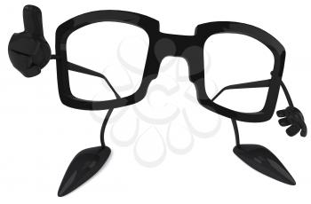 Royalty Free Clipart Image of Glasses Giving a Thumbs Up