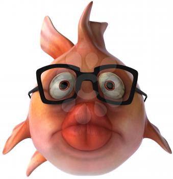 Royalty Free Clipart Image of a Fish With Big Lips and Glasses