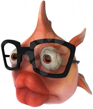 Royalty Free Clipart Image of a Fish in Glasses