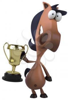 Royalty Free Clipart Image of a Horse With a Trophy