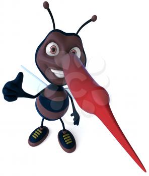 Royalty Free Clipart Image of a Mosquito Giving a Thumbs Up