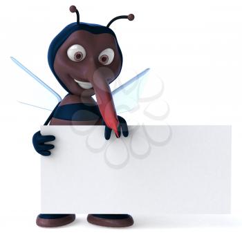 Royalty Free Clipart Image of a Mosquito With a Sign