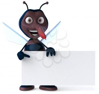 Royalty Free Clipart Image of a Mosquito With a Banner