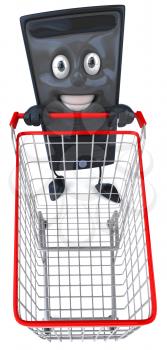 Royalty Free Clipart Image of a Modem With a Shopping Cart