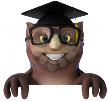 Royalty Free Clipart Image of an Owl in a Mortarboard