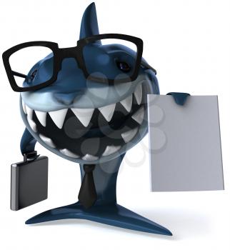 Royalty Free Clipart Image of a Business Shark With a Contract