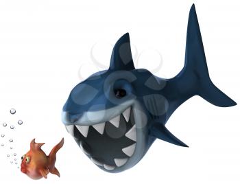 Royalty Free Clipart Image of a Shark Chasing a Fish