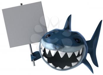 Royalty Free Clipart Image of a Shark With a Poster