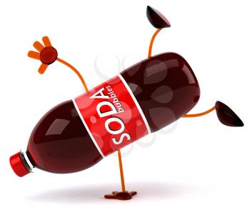 Royalty Free Clipart Image of a Soda Doing a Handspring