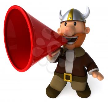 Royalty Free Clipart Image of a Viking With a Megaphone
