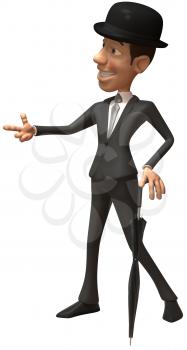 Royalty Free Clipart Image of a British Man in a Bowler