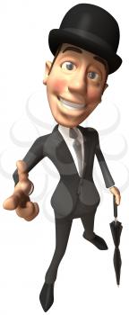 Royalty Free Clipart Image of a Man Wearing a Bowler