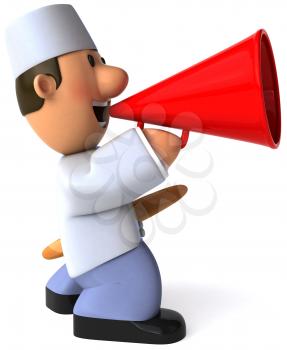 Royalty Free Clipart Image of a Chef With a Megaphone