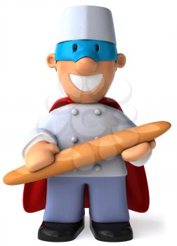 Royalty Free Clipart Image of a Baker With a Baguette