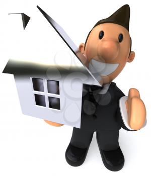 Royalty Free Clipart Image of a Man With a House
