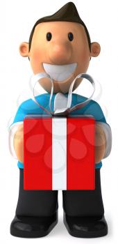 Royalty Free Clipart Image of a Man With a Present