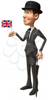 Royalty Free Clipart Image of an Englishman With a Flag