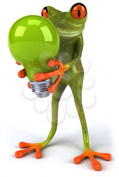 Royalty Free Clipart Image of a Frog With a Light Bulb