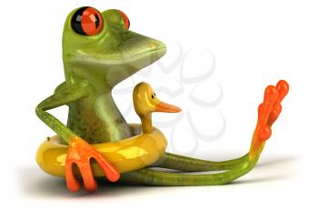 Royalty Free Clipart Image of a Frog in a Duck Ring
