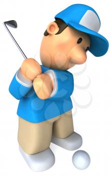 Royalty Free Clipart Image of a Golfer Taking a Swing