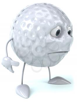 Royalty Free Clipart Image of a Sad Golf Ball