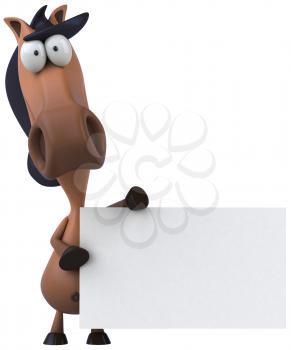 Royalty Free Clipart Image of a Horse With a Sign