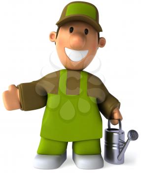 Royalty Free Clipart Image of a Man With a Watering Can