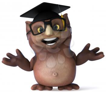 Royalty Free Clipart Image of an Owl Professor