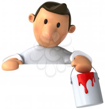 Royalty Free Clipart Image of a Painter With a Sign