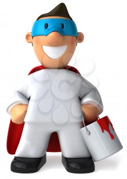 Royalty Free Clipart Image of a Superhero Painter