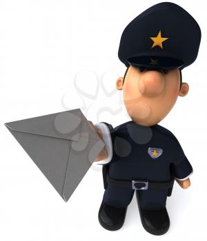 Royalty Free Clipart Image of a Cop With a Letter
