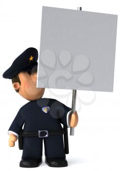 Royalty Free Clipart Image of a Cop With a Poster