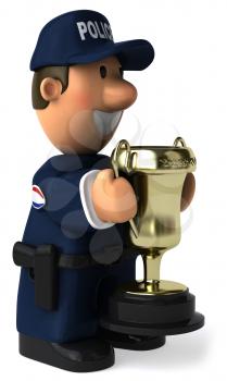Royalty Free Clipart Image of a Cop With a Cup