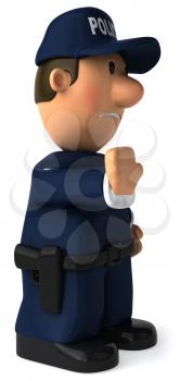 Royalty Free Clipart Image of a Cop With His Hand Up