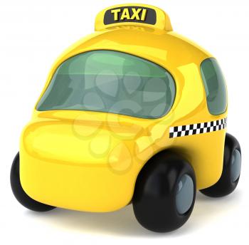 Royalty Free Clipart Image of a Yellow Taxicab