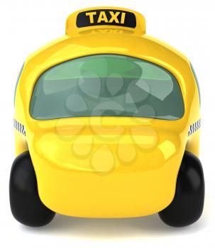 Royalty Free Clipart Image of a Yellow Taxicab