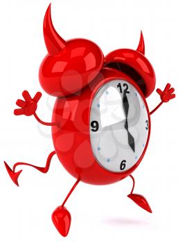 Royalty Free Clipart Image of a Happy Devil Alarm Clock