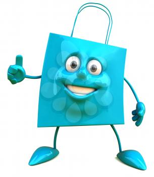 Royalty Free Clipart Image of a Bag Giving a Thumbs Up