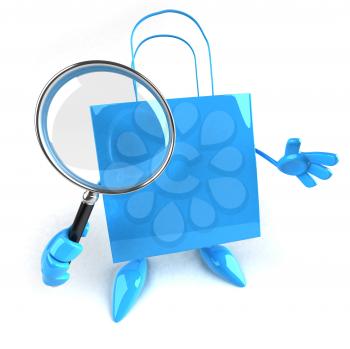 Royalty Free Clipart Image of a Bag With a Magnifying Glass