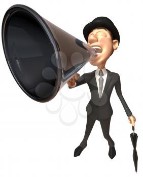 Royalty Free Clipart Image of an Englishman With a Bullhorn