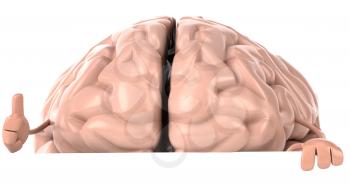 Royalty Free Clipart Image of a Brain Giving a Thumbs Up