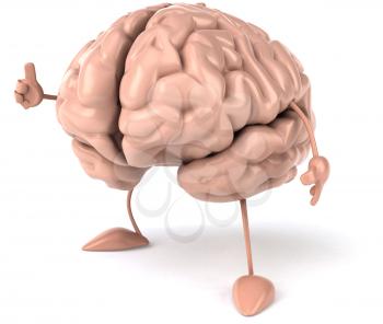 Royalty Free Clipart Image of a Brain Giving a Thumbs Up